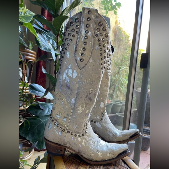 LANE White “Silver Charo” Wild Hair Bridal Western Wedding Boots GORGEOUS Sz 7.5 - Picture 10 of 14